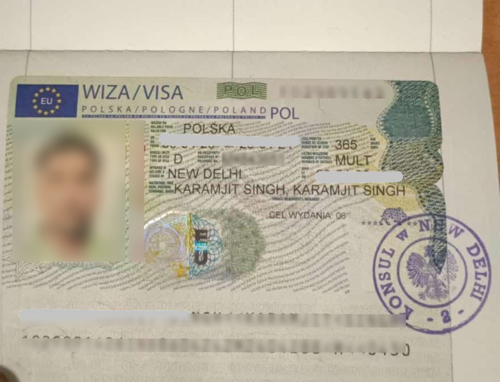 Poland National Visa D — approved client passport (personal details redacted)