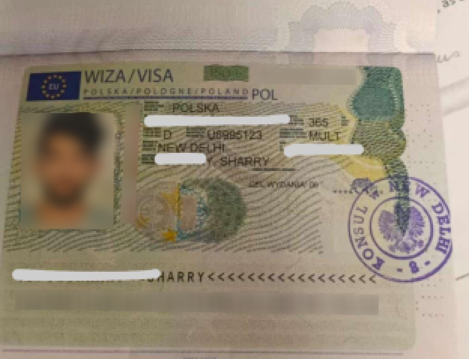Poland National Visa D — approved client passport (personal details redacted)