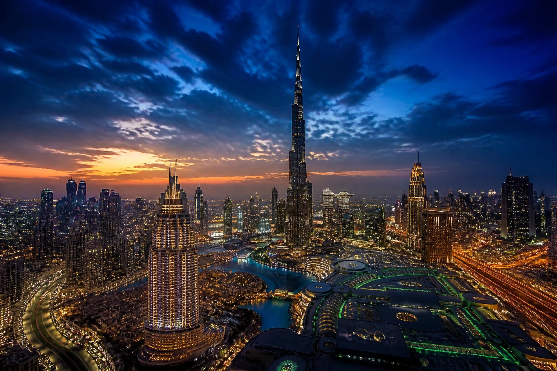 Dubai skyline at twilight