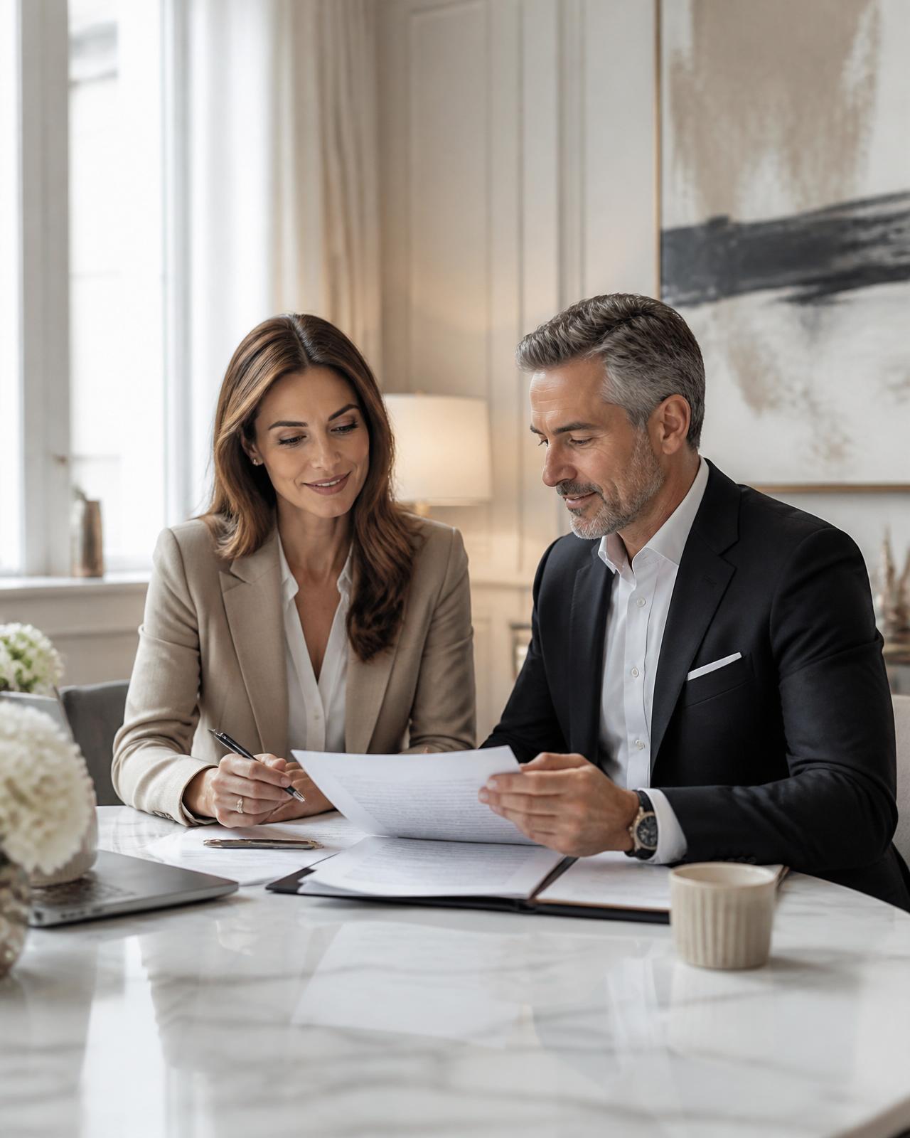 Senior Veritas consultants reviewing an application in a light-filled European office